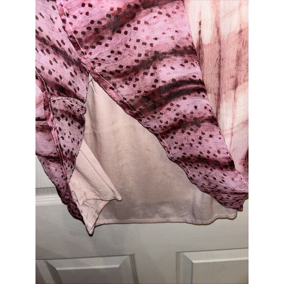 Sundance Catalog Gemi Sz XS Pink Tie Dye Floral Embroidered Chiffon Dress Lined - Picture 7 of 14